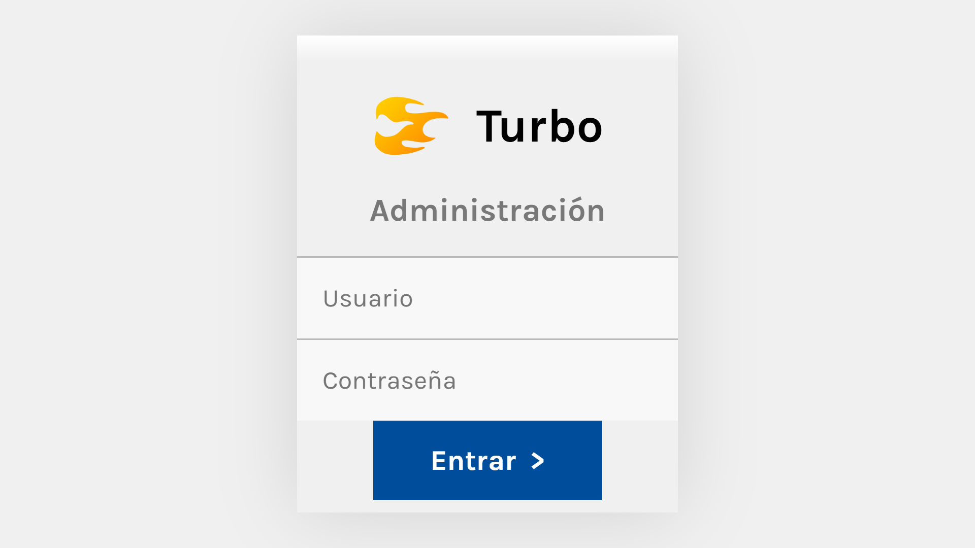 Formulario de acceso a la interfaz