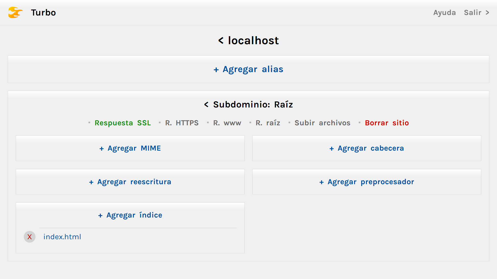Opciones para subdominios